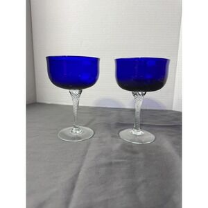 Vintage‎ Cobalt Glasses Swirl Stem